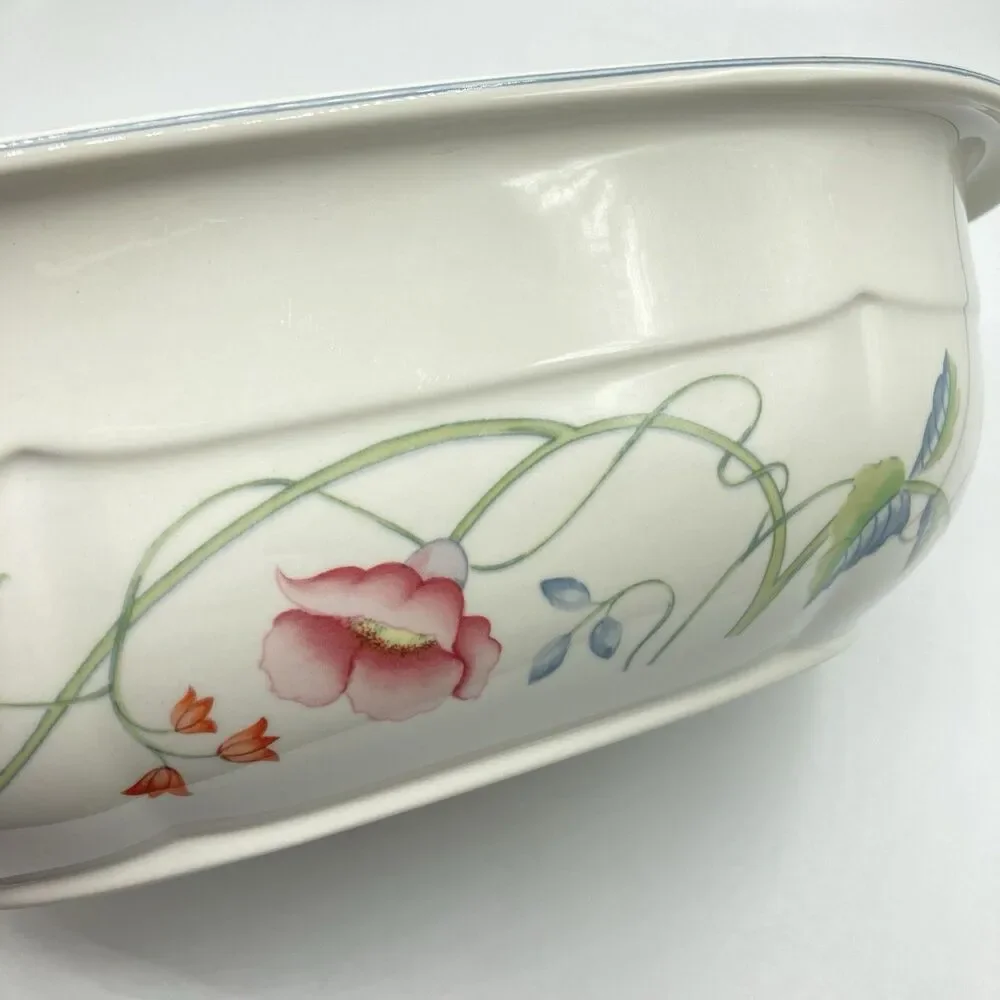 Vtg Villeroy & Boch Albertina 3 QT Oval Microwave Baker w/ Lid W Germany #1748
